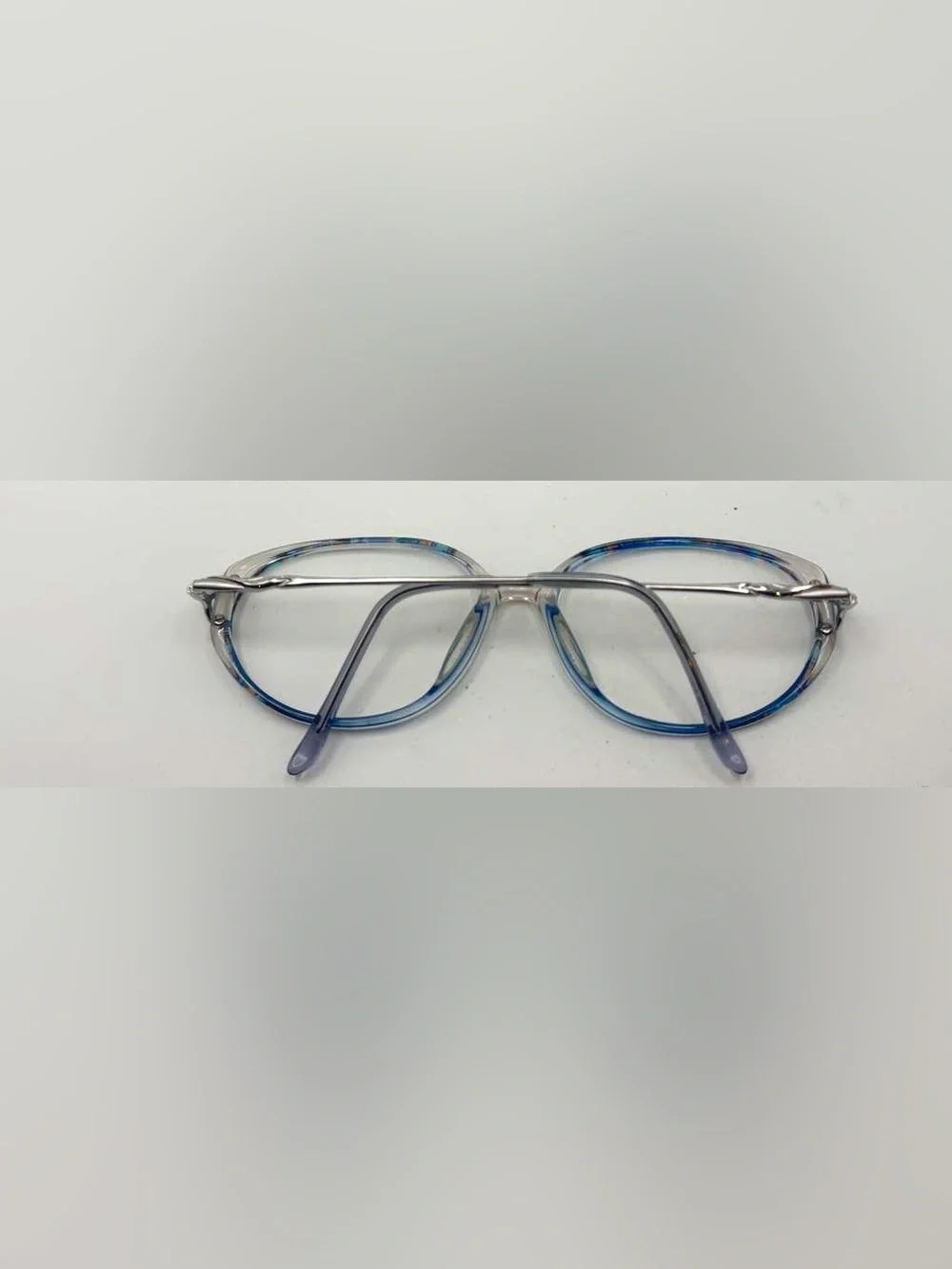 Vintage Marine J-287 Blue Translucent Oval Sunglasses Frames Only Hong Kong